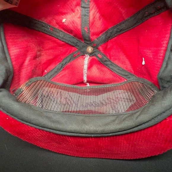 VTG 70s Squaw Valley Hat Snapback Red Corduroy California Headwear Skiwear USA